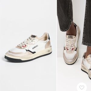 Autry Women's Gold and White Sneakers (Brand New)